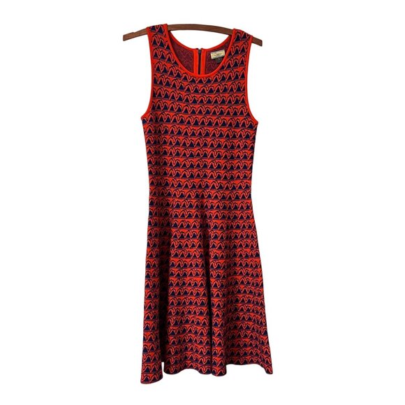 Issa London Dresses Issa London Red Blue Pyramid Jacquard Fit Flare